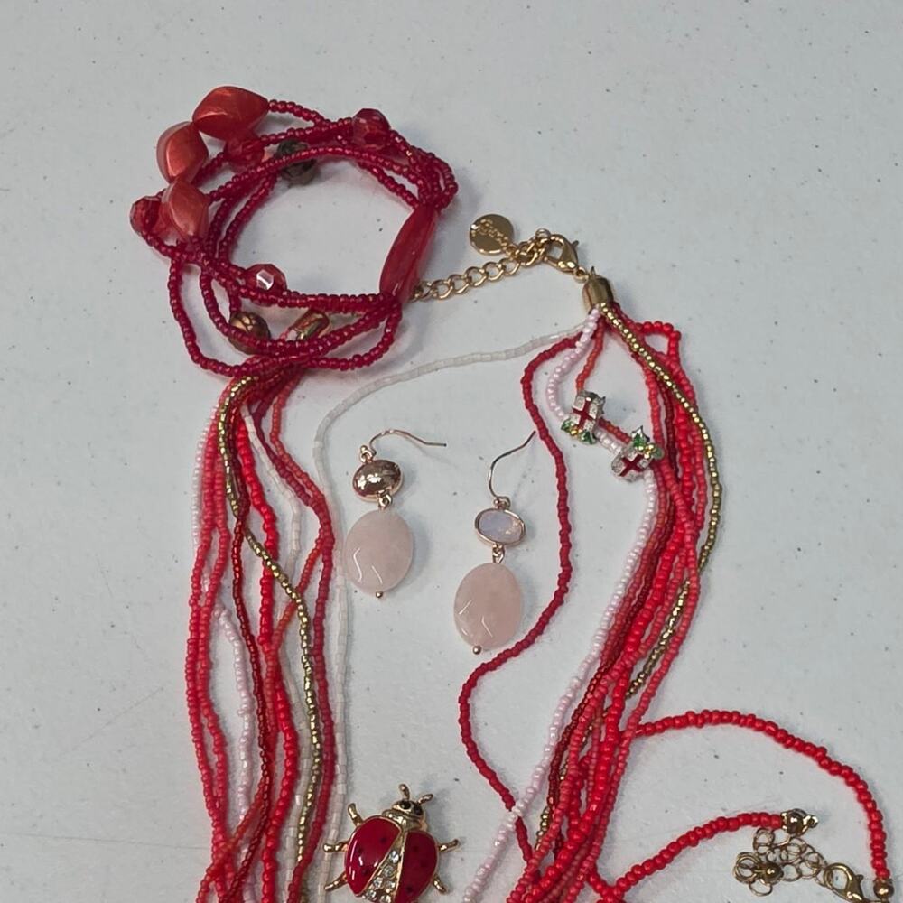 Coiris red beaded jewelry lot